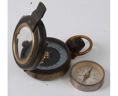 A WW I Verner's Pattern Mk VIII military compass, the case back stamped E.R. Watts &amp; Son, London, 1917 no. 72410 with bro