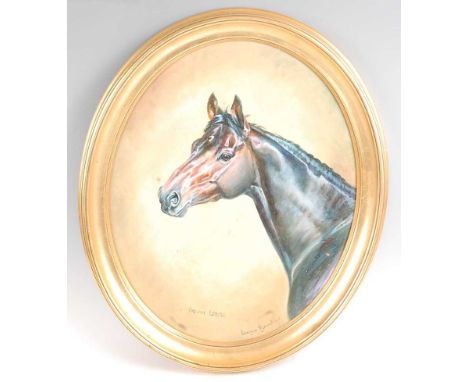 Carolyn Alexander, (20th century), profile portrait of the racehorse Indian Lodge, oil on board, signed and titled, framed as