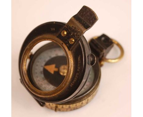 A WW I private purchase Verner's Pattern Mk VII compass, the case back marked W C.S.S.A. Ltd, London E.C., housed in a later 