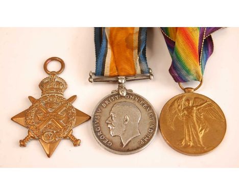A WW I trio to include 1914 Mons Star, British War and Victory, naming 7055. PTE. J. BURROWS. 2/SUFF. R. (3)