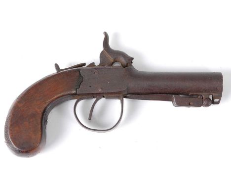 SC) ENGRAVED FLINTLOCK PISTOL. BRASS TRIGGER