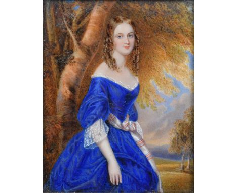 English School (18th/19th century) Portrait of the Duchess of Rutland, unsigned, miniature, watercolour on ivory.12.5cm x 10c