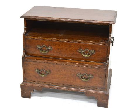 Early 20th century George III style side table, rectangular top with ogee mould, above open shelf and two graduated drawers, 