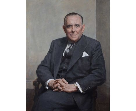 Frank Samuel Eastman (British 1878-1964) Portrait of a seated gentleman, signed and dated 1955, oil on canvas.90cm x 70cm (35