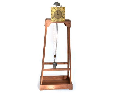 Gabriel Smith, Barthomley, 30-hour longcase clock movement, striking on single bell, 9" square brass dial, single finger, app