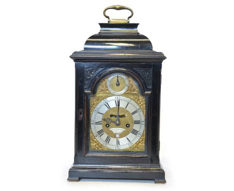 Stephen Rimbault, London, bracket clock, 8-day double fuse movement striking on single bell with repeater, brass arched dial,