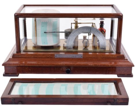 A fine ‘Regent’ Negretti & Zambra recording barograph,Early 20th century,With 9-disc pressure detector, 8-day drum movement, 