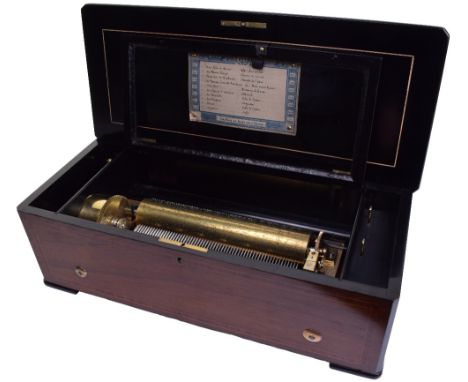 A fine musical box playing ten airs, by B. A. Bremond,Circa 1871, Ser. No. 12071,Playing waltzes, marches and gallops, with l