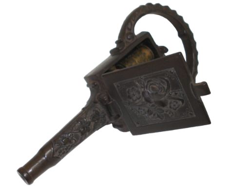 A most unusual moulded composition musical stand handle,Circa 1880, No. 600,With cylinder movement playing a single air, hous