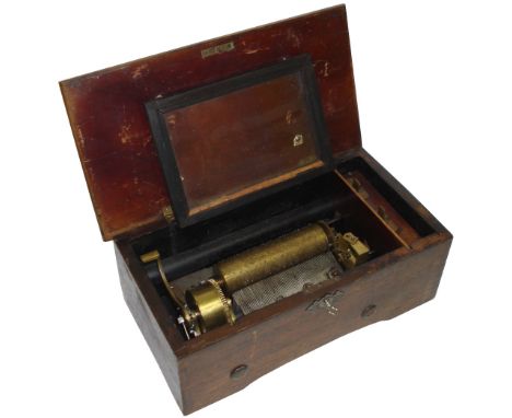 A small hooked-tooth musical box playing four airs, probably by F. Conchon,Circa 1877, Ser. No. 6277,With single-spring lever