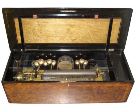 A large Interchangeable part-orchestral cylinder musical box, by Samuel Troll,Circa 1885,Ser. No. unknown, Gam. Nos. unknown,