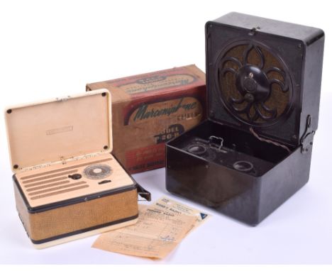 A K.B. ‘Masterpiece’ wireless receiver,1930, coupon-only purchase from Godfrey Phillip BVD cigarettes, two-valve, lid-speaker