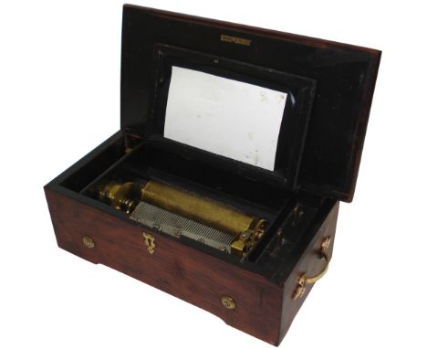 A musical box playing eight airs,Circa 1890,Ser. No. 2621,With small single-spring lever-wind motor, single-section comb on r