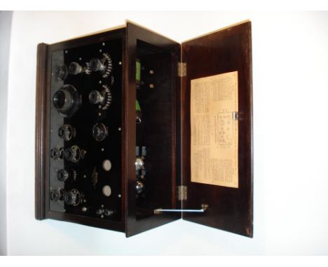A large Federal type 59 wireless receiver,1923, complete with suspended 4-valve socket board, large front panel with full sta