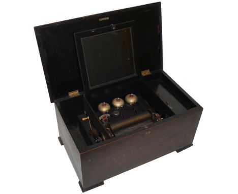 A Bells-in-View musical box, by P.V.F.,Circa 1880, Ser. No. unknown,Playing eight airs, small single-spring lever-wind motor,