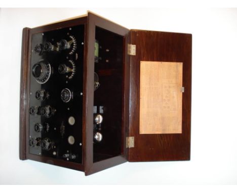 A large Federal type 59 wireless receiver,1923, complete with suspended part pip-top valve socket board, large front panel wi