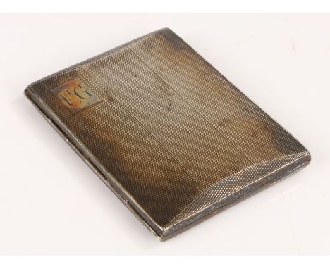 George V silver cigarette case, Birmingham 1930, maker Thomas William Lack, the engine turned exterior with rectangular carto