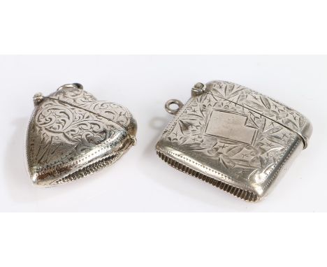 Edward VII silver vesta case, Birmingham 1904, maker&nbsp;William Hair Haseler, with geometric&nbsp;vacant cartouche amongst 