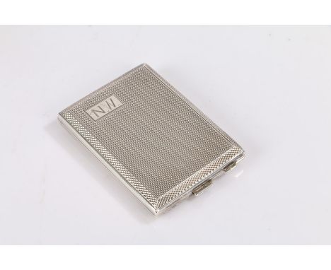 George V silver matchbook holder, Birmingham 1929, maker&nbsp;Adie Brothers Ltd. the engine turned exterior with rectangular 
