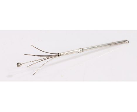 George VI silver swizzle stick, Birmingham 1946, maker Deakin &amp; Francis, the sliding mechanism revealing a central orb ca