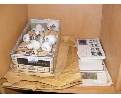 Various first day covers, postage stamps, together with souvenir ceramics, some W.H Goss