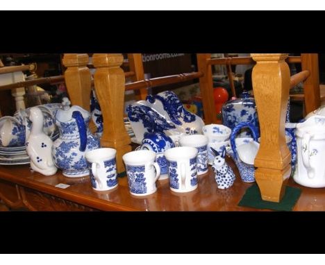 A medley of blue and white ceramic ware 