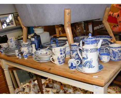 A medley of blue and white ceramic ware, including some Wood & Sons 'Yuan' 