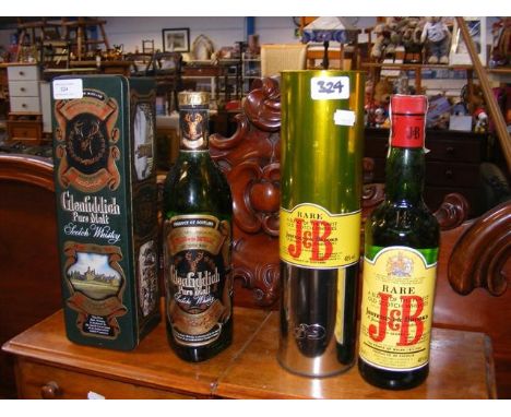 A Rare J &amp; B Old Scotch Whisky - in presentation tube, together with a Glenfiddich Pure Malt Scotch Whisky in presentatio