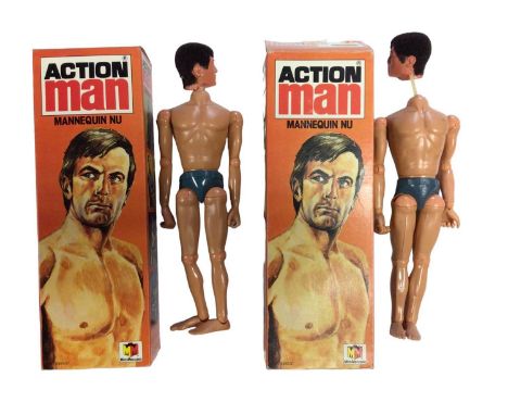 Palitoy Miro-Meccano Action Man Mannequin Nu French Release (Basic Figure) eagle eyed with flock hair (heads detached), grey 