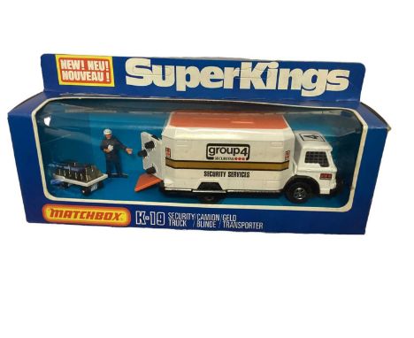 Matchbox Super Kings diecast Security Truck, in window box No.K-19, plus loose Ford "H" Series Truck &amp; Trailer K-21 &amp;