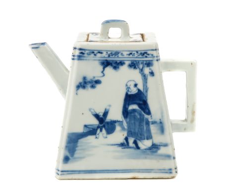 Depicting Chinese figures in garden, Kangxi mark, 12 cm. tall. 