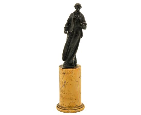 18th century, bronze on marble base, depicting woman, height 25 cm.