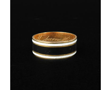 18k gold with white and black enamel, London 1801, ring size 17
