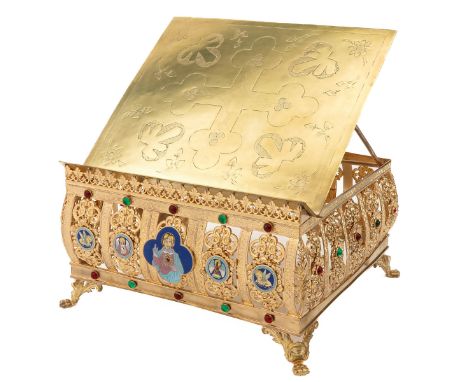 Set with colored stones and beautiful enamel plaques, 36 x 20 x 36 cm.