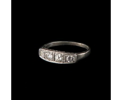 14k gold, set with 4 diamonds, ring size 15