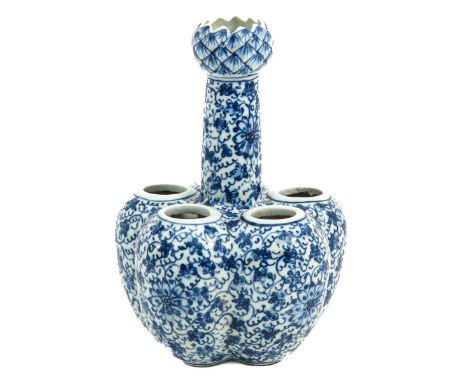 Floral decor, Kangxi mark, 23 cm. tall, chip on rim.