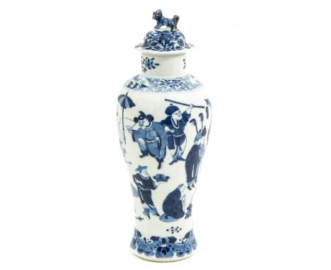 Decorated with Chinese figures, Kangxi mark, 32 cm. tall, chip and hairline.
