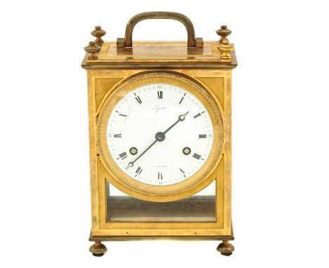 Gilt bronze French travel clock, signed Le Paute a Paris, dated 1807, 23 x 15 x 12 cm.