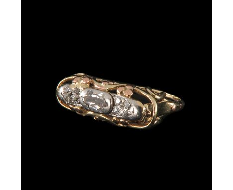 14k gold, Art Deco, set with 9 diamonds, ring size 18