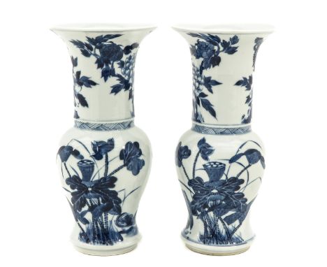 Decorated with flowers in water with ducks, Kangxi mark, 26 cm. tall.