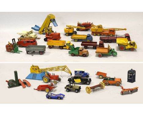 Dinky Commercials including 2nd Foden flat with chains, Bedford Articulated, Euclid dumper, BEV truck, 555 Fire engine brown 