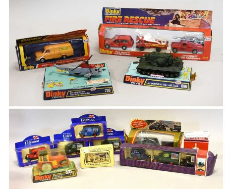 Dinky 304 Fire Rescue Set 696 Leopard Anti-tank Tank, 736 Bundesmarine Sea ing Helicopter, 417 Motorway Service Ford Transit 