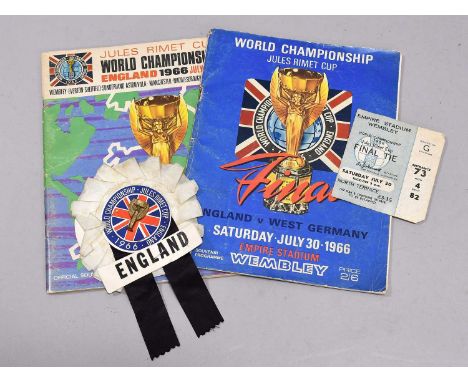 World Cup Final 1966 Autographed By George Best with autograph inside front cover alongside Mike Summerbee; together with a t