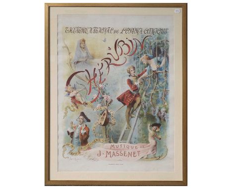 Theatre National De L'Opera-Comique Poster: Cherubin Maurice Leloir full colour illustration with banner 'Comedie Chantee En 