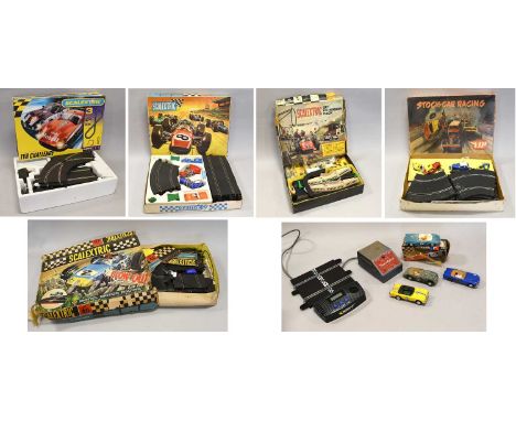 Victory Industries Stock Car Racing Set with two cars (G box F, torn); Scalextric Set 40 (with no cars, box P), HP1 Extension
