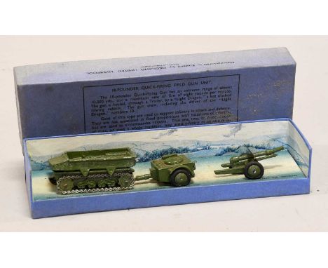 Dinky (Pre-War) 162 18-Pounder Quick Firing Unit consisting of Artillery tractor, Limber and Field gun (G, fatigue visible, t