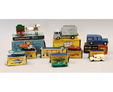 Various Diecast rench Dinky 579 Mirotier Simca Cargo (E box E-G); Spot-On 258 RAC Land Rover (G-E, roof sign lacks one lug, b