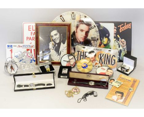 Elvis Presley Various Timepieces Watches: Centric in case, He Changed The World in clam pack, Morgan Mint half dollar cased, 