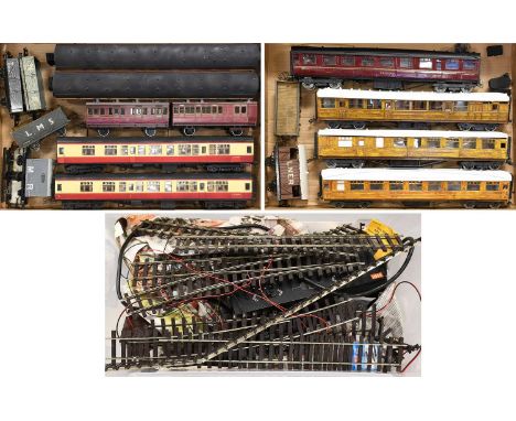 Dapol O Gauge Two Stroudley 4-Wheel Coaches (both E boxes E-G) four Lima BR coaches (G-F), four plastic coaches, together wit