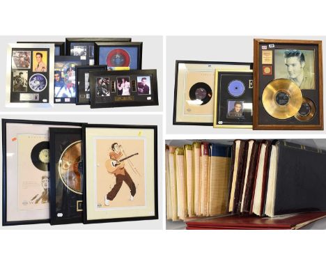 Elvis Presley Various Photographs, Facsimile Letters, Sketches And Scaps in 13 albums, together with assorted framed singles 